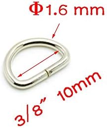 100pcs 3/8"(10mm) Metal D Ring Non Welded Nickel Plated Belt Buckle