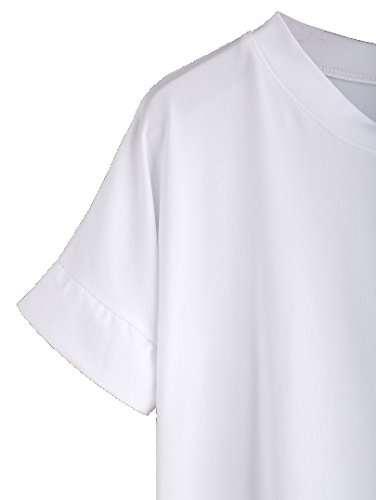 fabula women's white up and down cotton tshirt with round neck