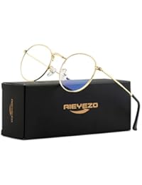 Blue Light Blocking Glasses Classic Round Glasses Vintage Circle Metal Eyeglasses Frames 100% Anti-Blue Light Lens (Gold)