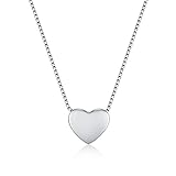 WRISTCHIE 925 Sterling Silver Tiny Minimalism Floating Heart Necklace 18" (Original Color)