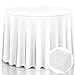 Giantex 10 Pcs Round White Tablecloth 120-Inch, Premium Polyester Table Cover, Machine Washable, Durable Table Cloths for Wedding Reception Restaurant Banquet Party (White, 120'')