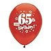 Happy 65th Birthday Balloons - Sixty Fifth Birthday Balloons - 8 Count - Assorted Colors