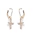 Sterling Silver Cubic Zirconia Cross Leverback Earrings (Clear, Rose-Gold and Gold) with Rhodium plating 100% Hypoallergenic and Nickel Free