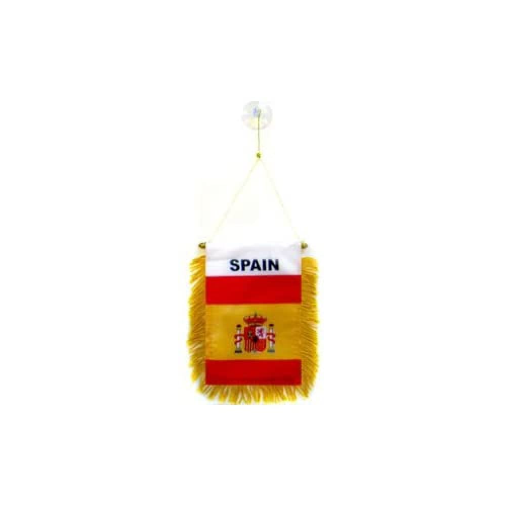 AZ FLAG - Spain Mini Banner - 6'' x 4'' - 100% Polyester Spanish Small Pennant for Car - Double-sided Flag with Suction Cup Hanger — image 1