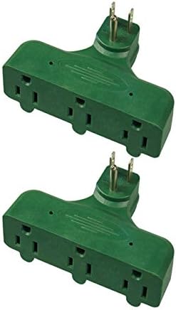 HomeHopes Power Socket Outlet Adapter Plug, Flat-shaped(2 PK,Green)