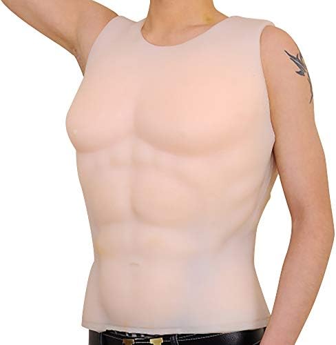 Fake Chest Muscle Props Eight Abdominal Muscles Silicone Muscle Form Fake Muscle Chest False Abdominal Muscle Adult Man Lifelike Fake Muscle Chest Skin - Costume Party Cosplay Props ,White,7.8kg