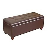 HomePop Large Leatherette Rectangular Storage Bench