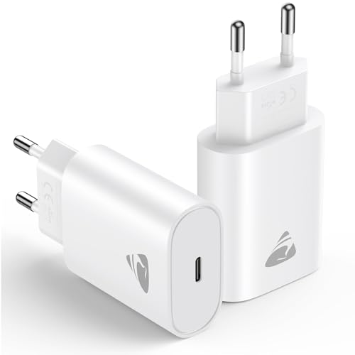 Aioneus Cargador USB C 20W, 2Pack Cargador iPhone Carga Rapida PD 3.0 Enchufe USBC Cabezal Cargador Tipo C Adaptador Carregador Cargador para iPhone 17 16 15 Pro MAX 14 13 12, Samsung S26 S25 S24,iPad