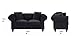 Divano Roma Furniture Classic Modern Scroll Arm Velvet Chesterfield Love Seat Sofa (Black)