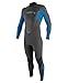 O'Neill Wetsuits Kids' O'Neill Youth Reactor 3/2mm Back Zip Full Wetsuit, Graphite/Bright Blue/Graphite, 14