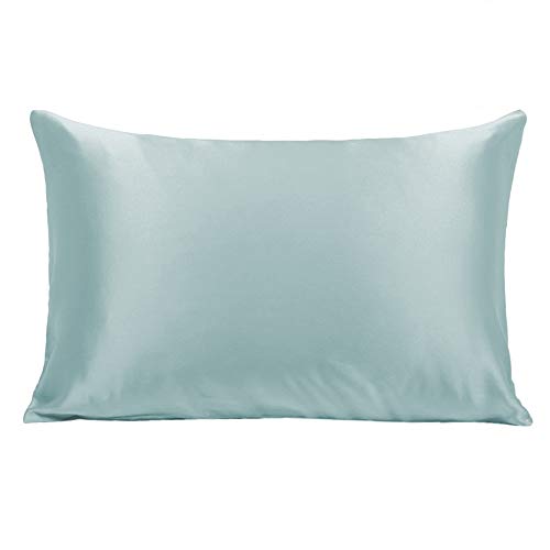 Ravmix Slip 100% Pure Mulberry Silk Pillowcase King Size for Hair and Skin with Hidden Zipper, 21 Momme 600TC Hypoallergenic Soft Breathable Both Sides Silk Pillow Case, 1-Pack, 20Ã—36inch, Aqua Green