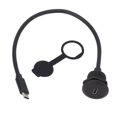 Cable adaptador de montaje empotrado USB 3.0 a USB C, cable corto, cable adaptador extensión para montaje en panel 5 Gbps, adaptador de montaje empotrado tipo C 3.0 macho a hembra, 20 V, 3 A