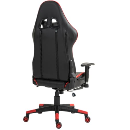 SKY-TOUCH New Upgrade Ergonomic Gaming Chair,Height Adjustable Computer Gaming Chair with Footrest,Adjustable Armrests,Fulled PU Leather, Swivel & Tilt,54x52x132cm, Red