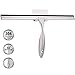 TopCharm Household Squeegee Shower Squeegee for Shower Doors Bathroom Mirror Car Glass All Purpose Window Squeegee Stainless Steel with Hook and Long Handle,14 Inch Shower Blade, Silver