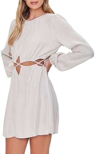 forever 21 white lace up dress Forever 21 Women's Crochet Lace-Up Mini Dress ($23)  liked on Polyvore  featuring dresses, forever 21, white mini dress, scalloped dress, short white  dresses and white dress