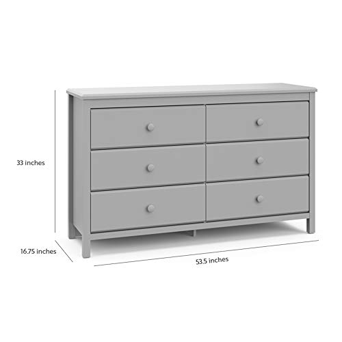 Storkcraft Alpine 6 Drawer Double Dresser (Pebble Gray) GREENGUARD