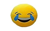 LAUGH TO TEAR Emoji Pillow Smiley Emoticon Yellow Round Cushion Stuffed Plush Soft Toy(Poop,Pinkpoop,Monkey,Money Mouth,Cat,Heart Eye,Laugh to Tear,Smirking,Throwing Kiss,Tongue,Devil,Nerd)