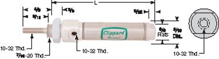 1/2 Bore x 1/2 Stroke, Double Acting, Stud Mount, Clippard Stainless Steel Pneumatic Cylinders (1 Each)
