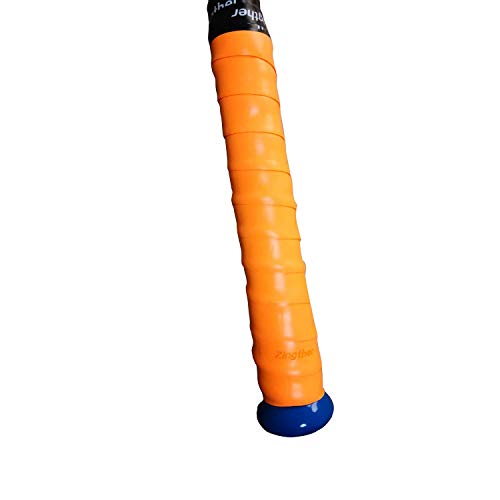 2-Pack of Zingther Tacky Premium Rubbery PU Leather Replacement Grips for Tennis Racket, Badminton Raquet, Racquetball Racquet, Pickleball Paddle Handle, Bat Grip and Squash Racket (Orange, 2 Grips) - Thumbnail 6