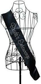 BACHELORETTE PARTY &amp; BRIDAL SHOWER ACCESSORIES FOR YOUR SQUAD - Two Layer Satin Black Rhinestone Bride's Entourage Sash