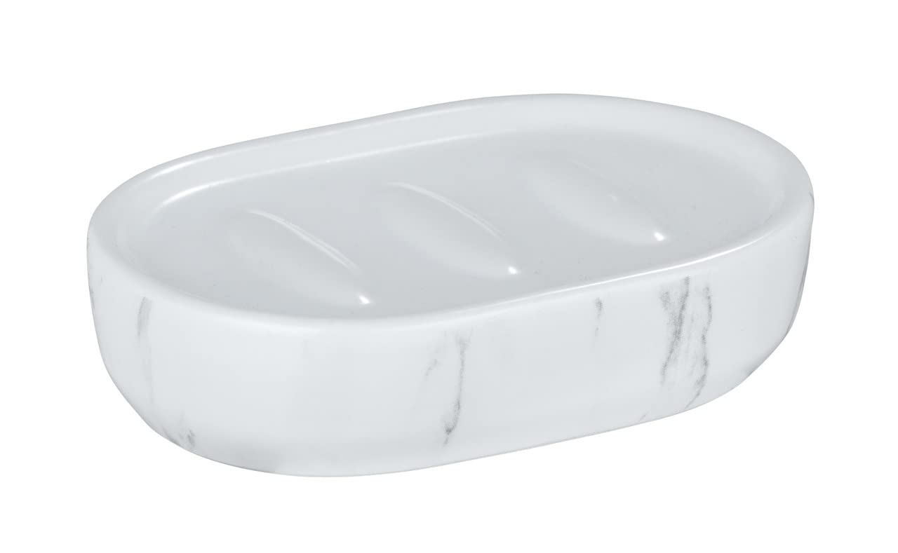 WENKO 23696100 Soap Dish, Ceramic, White, 12 x 3 x 8 cm