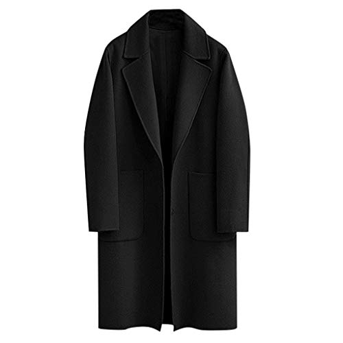 Simayixx Womens Winter Lapel Button Long Trench Coat Jacket Ladie sCardigan Parka Overcoat Outwear Black