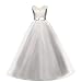 Big Girl Sleeveless Lace Flower Girl Gray Princess Dress Tulle Long Maxi Gown Kids Wedding Bridesmaid Formal Pageant Dresses White 10-11 Years