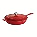 Tramontina Enameled Cast Iron Skillet with Lid, 12-inch Frying Pan, Red