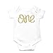 Olive Loves Apple Baby Girls First Birthday Bodysuit Sparkly Gold One Girls 1st Birthday Outfit,White Bodysuit,12 18 short sleeve
