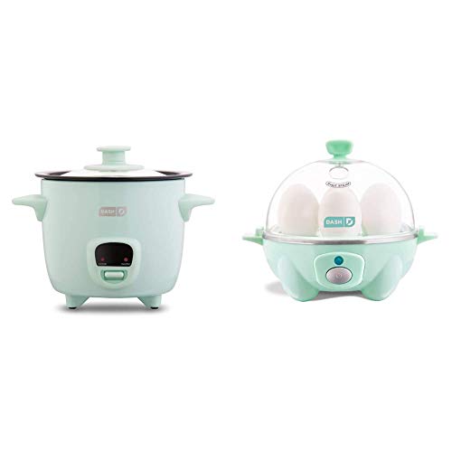 Dash DRCM200GBAQ04 Mini Rice Cooker Steamer, Aqua & Rapid Egg Cooker 6
