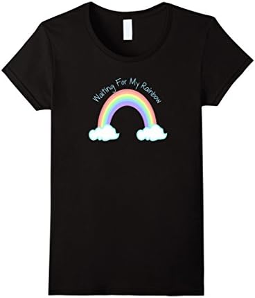 Women's pregnancy announcement waiting for my rainbow baby t shirt XL Black