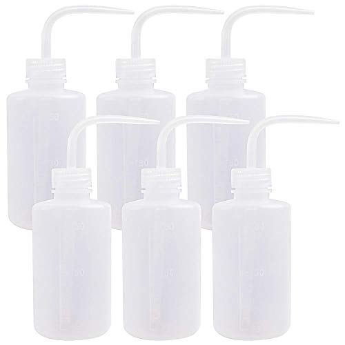 SUPERLELE 6pcs LDPE 250ml 8.5oz Safety Wash Bottle, Plastic Squeeze Bottle Medical Label Tattoo Wash Bottle