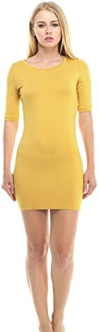 Carapace Clothing Women's Summer Spring Casual Fashion Jersey T-Shirt Dress - MustardMedium