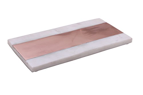 12" Marble Serving Charcuterie Board Platter with Solid Copper Inlay