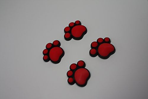 RED 4 PCS DOG PAW FOOTPRINT CAR / TRUCK DOOR SIDE EDGE GUARD STICKERS ~ STYLING PROTECTION STRIPS