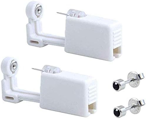 2 Pack Sterile Ear Piercing Gun Disposable Self Ear Piercing Gun Kit Safety Ear Piercing Gun Kit Tool (Black)