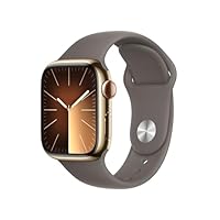 Apple Watch Series 9 [GPS + Cellular 41mm] Smartwatch with Gold Stainless Steel Case with Gold Sport Band S/M. Fitness Tracker, Blood Oxygen & ECG Apps, Always-On Retina Display