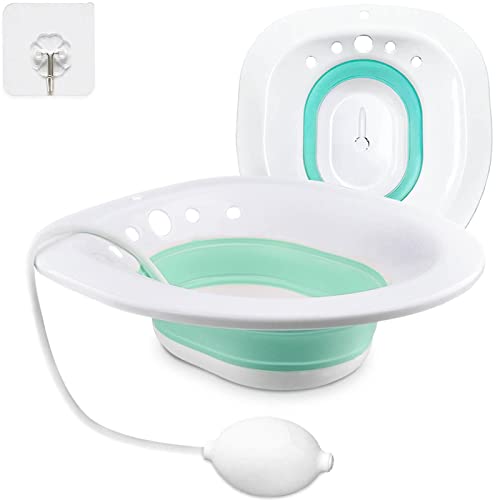 WRDLOSY Foldable Sitz Bath, with Squirter, Wall Hook, Sitz Bath for