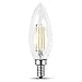 Feit Electric BPCTC60/827/LED/2 Decorative Clear Glass Filament LED Dimmable 60W Equivalent Torpedo Tip Chandelier Bulb (Pack of 2), Soft White