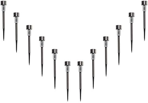 Grant Park 12-Pack Brushed Gunmetal Stainless Steel LED Solar Lights for Outdoor Landscape Yard Pathway Garden Lighting