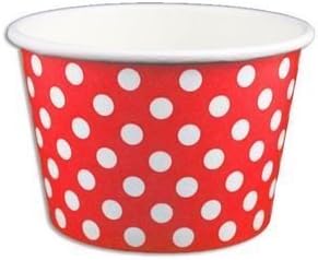 Red Polka Dot Ice Cream Cups 8 oz- 50 count