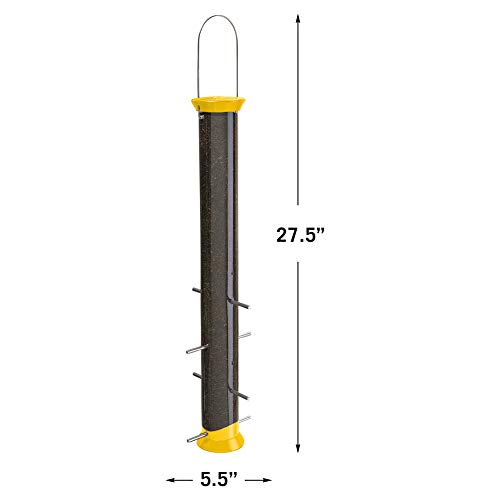 Droll Yankees New Generation Finch Flocker Bird Feeder, 23 Inches, 8 Ports, Yellow