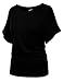 BIADANI Womens Short Sleeve Boat Neck Side Shirring Dolman Drape top
