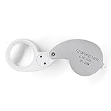 Flexzion Illuminated Jeweler Loupe 40X 25 mm Glass Lens Eye Magnifier Magnifying with Dual LED Light for Home Work Shop Classroom Jewelry Coins Stamps Antiques Detecting Identifying