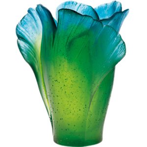 Amazon Com Daum Crystal Ginkgo Vase Medium Home Kitchen