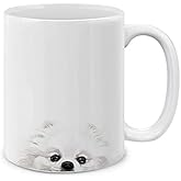 MUGBREW White Teacup Pomeranian Ceramic Coffee Mug Tea Cup, 11 OZ