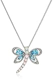 Sterling Silver Multi Gemstone Dragonfly Pendant Necklace, 18