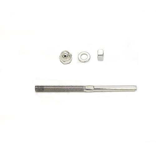 (Pack of 20) Zoostliss Cable Railing Swage Threaded Stud Tension End Fitting Terminal for 1/8" Cable Deck Railing Hand Swage T316 Stainless Steel Marine Grade
