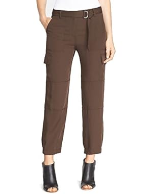 Theory Hannon Modern Silk Georgette Crop Pants, Armadillo Brown - Size 2