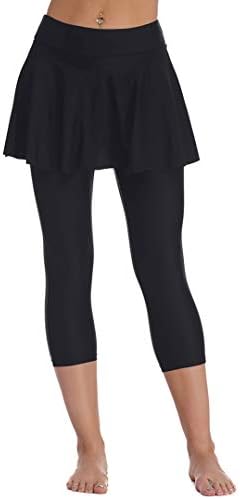 Women's Swim Skirt with Pant Sun Protection Surfing Skirted Capri Leggings Tights
